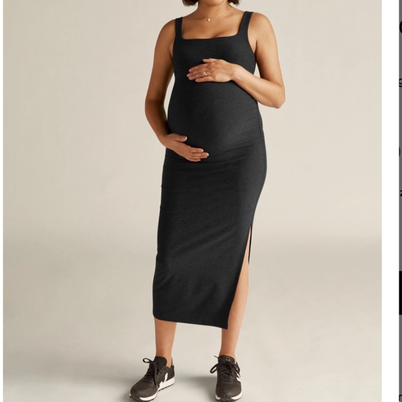 BEYOND YOGA Bump Icon Maternity Dress Spacedye Black EUC - Picture 2 of 11